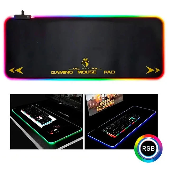 Mouse Pad Gamer Led Rgb Aoas S4000 Con Cable Usb